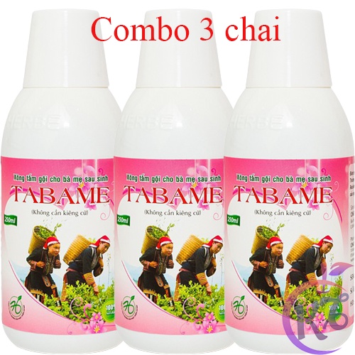 Combo 3 chai nước xông tắm cho mẹ sau sinh Tabame 250ml tác dụng giảm đau, mệt mỏi, cải thiện sức khỏe