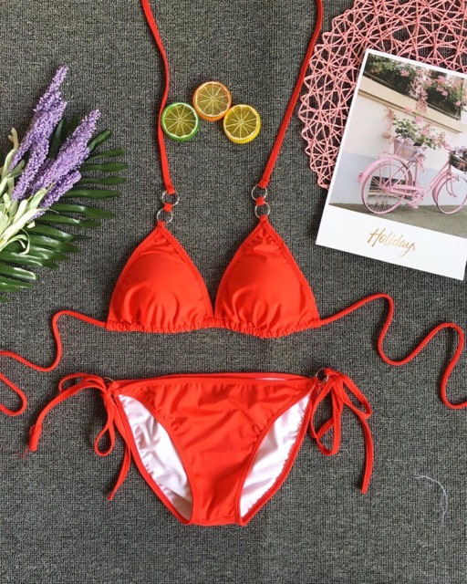 Bikini đồ bơi hai mảnh dây phối khoen đôi nhiều màu
