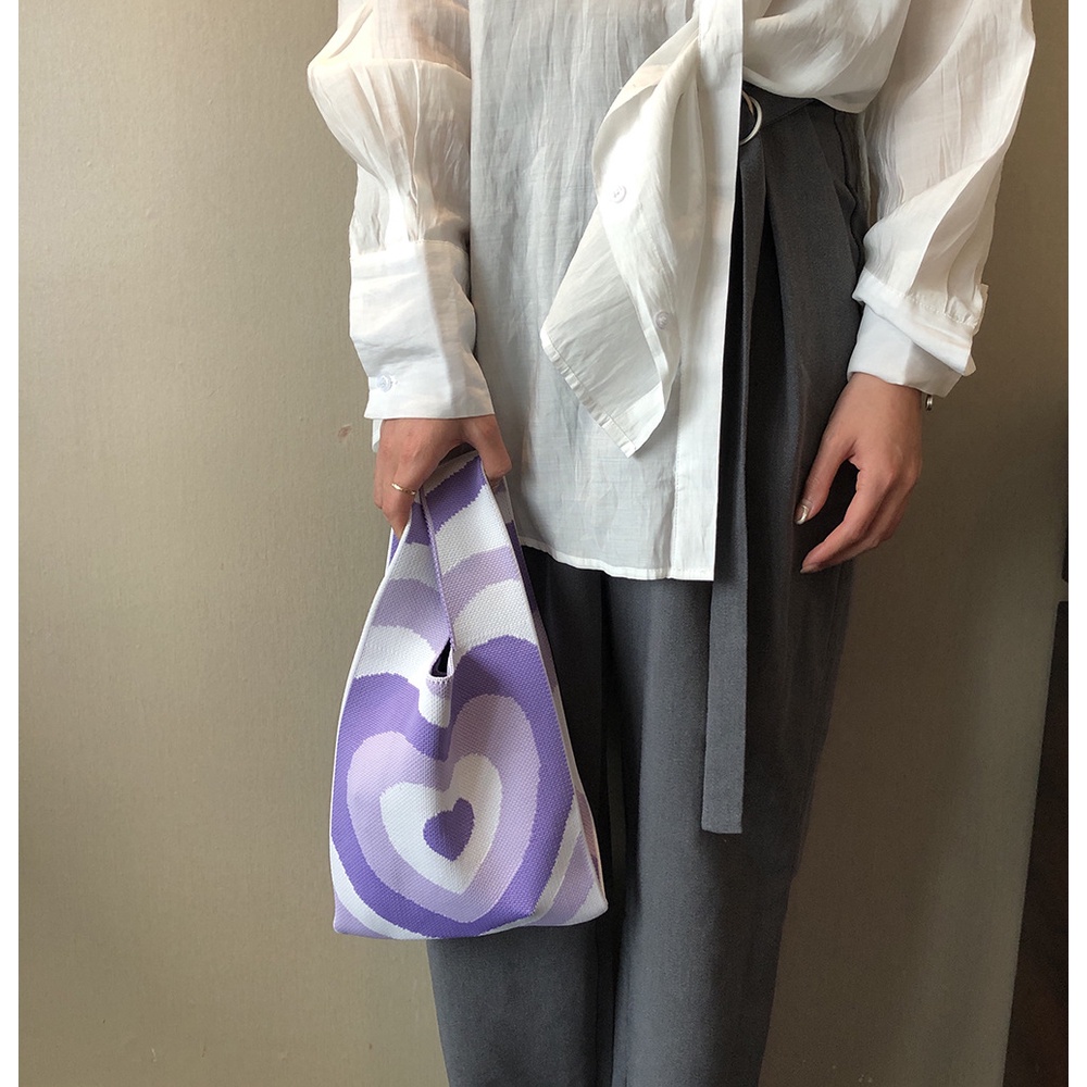 Túi đeo tay len dệt kim túi picnic túi đi biển mùa hè