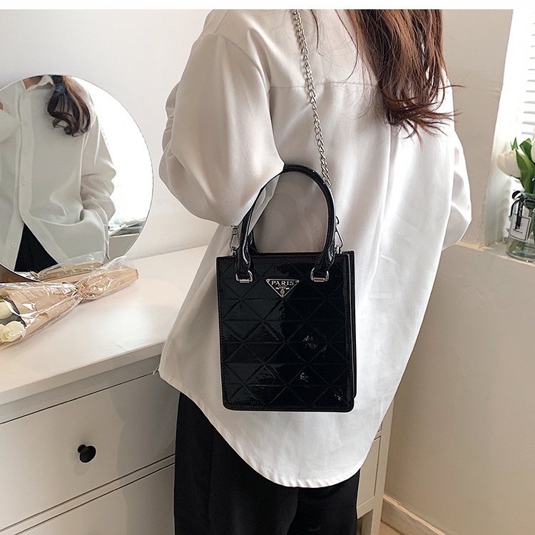 Túi xách tay đeo vai IELGY chuỗi dây xích thiết kế sáng bóng thời trang cho nữ