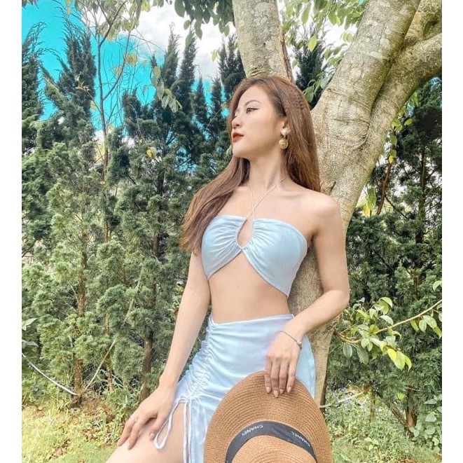 Bikini, đồ bơi set 3 món bánh bèo tà xéo sexy HOT TREND 2022 bikiniMe R63