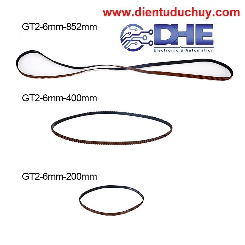 DÂY ĐAI RĂNG GT2 SỢI PU MÀNH TĂNG CƯỜNG, BẢN RỘNG 6MM, LỰA CHỌN CHIỀU DÀI PHÙ HỢP