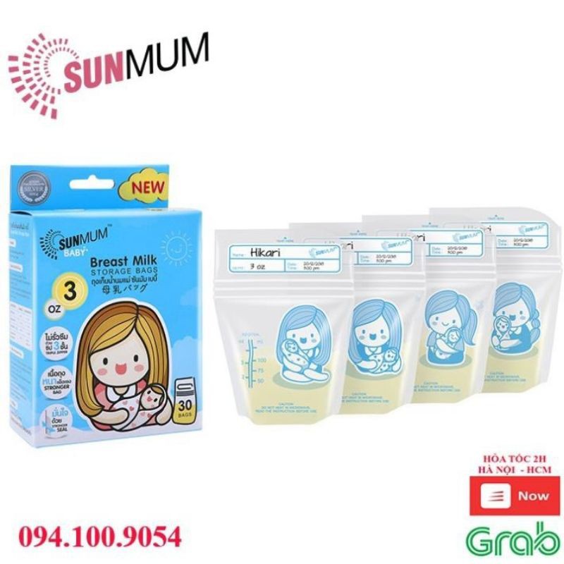 Hộp 30 túi trữ sữa Sunmum Thái Lan 100ml