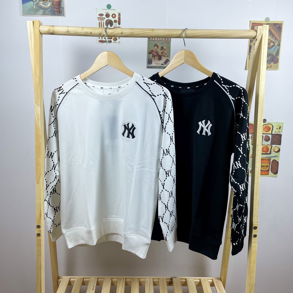 Áo Sweater nam nữ M.L.B, Áo nỉ xuất dư NY Monogram SW04 - Pom Store