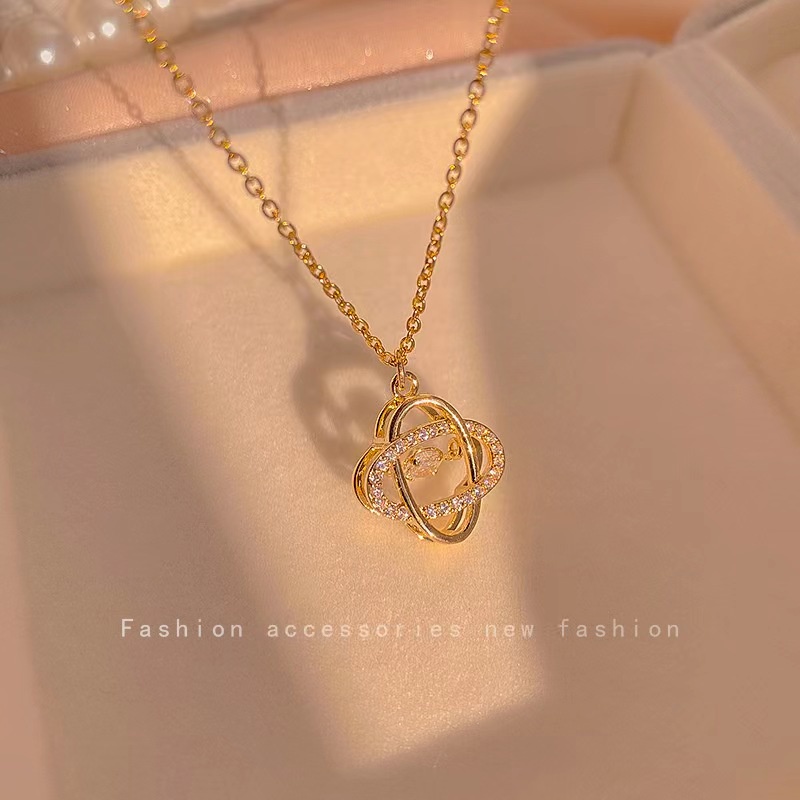 zheting Vòng cổ zhenting thép titan đính đá zircon tròn sang trọng cho nữ