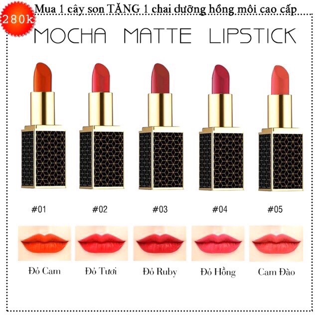 Son thỏi mocha lipstick tặng mặt nạ môi (made in vietnam)