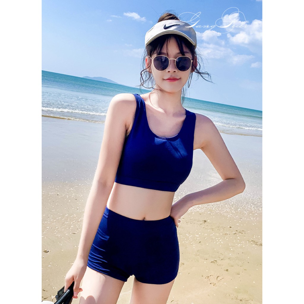 Bộ đồ bơi bikini nữ hai mảnh kèm áo ren tay dài đi tắm biển, đi tập yoga, tập gym
