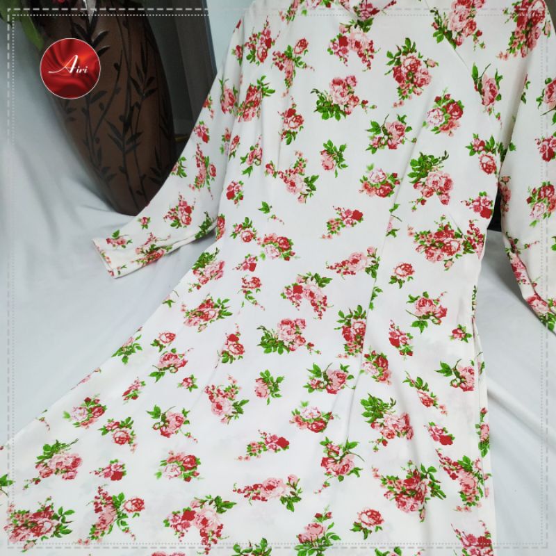 Áo dài nữ có cổ trắng hoa nhí chất lụa cao cấp - Áo dài Airi