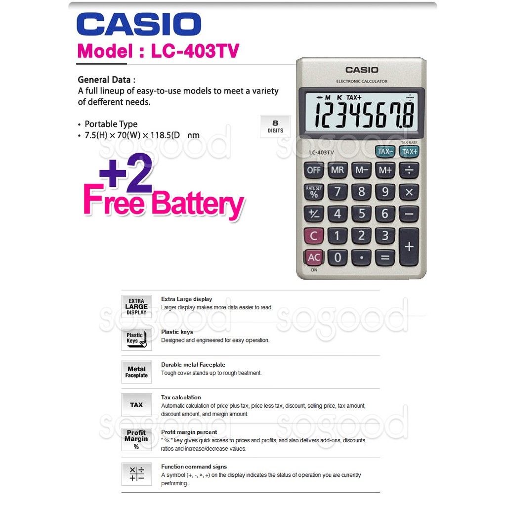 Máy tính Casio bỏ túi mini LC-403TV