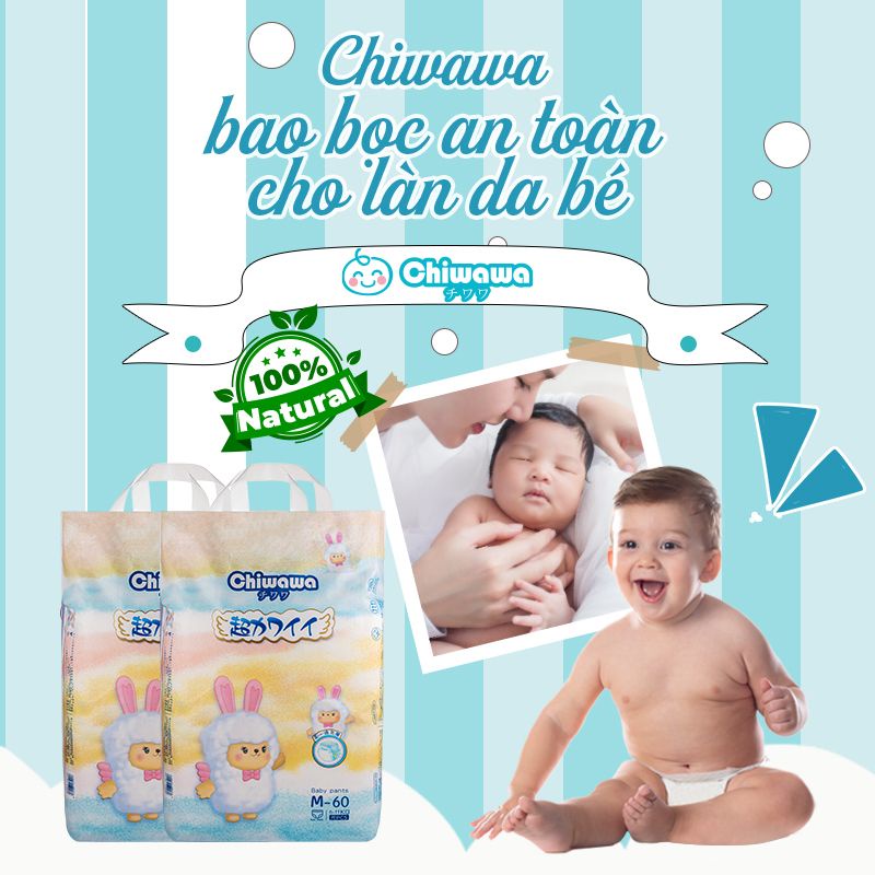 Tã/ bỉm quần Chiwawa size M60/L58/XL52/XXL50/XXXL46