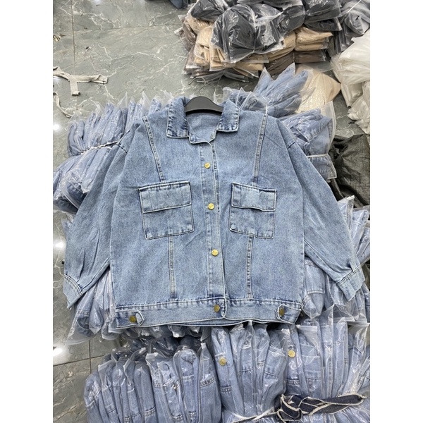 Áo khoác bò unisex trơn fom rộng