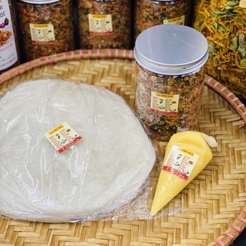 Bánh Tráng Phơi Sương(500g) + Muối Tôm Hành Phi(hũ 300g) + Quà Tặng