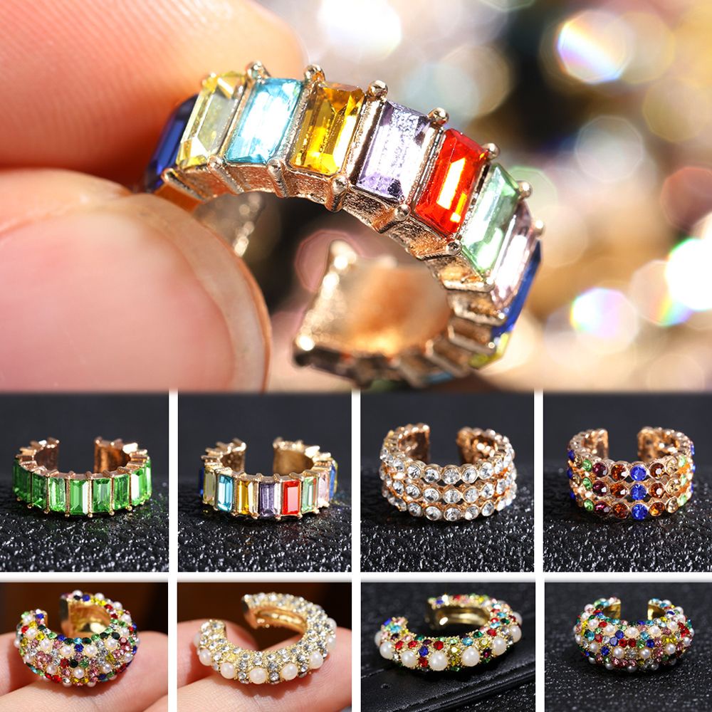 Khuyên vành tai dáng chữ C đính đá zirconia không xỏ lỗ thời trang cho nữ