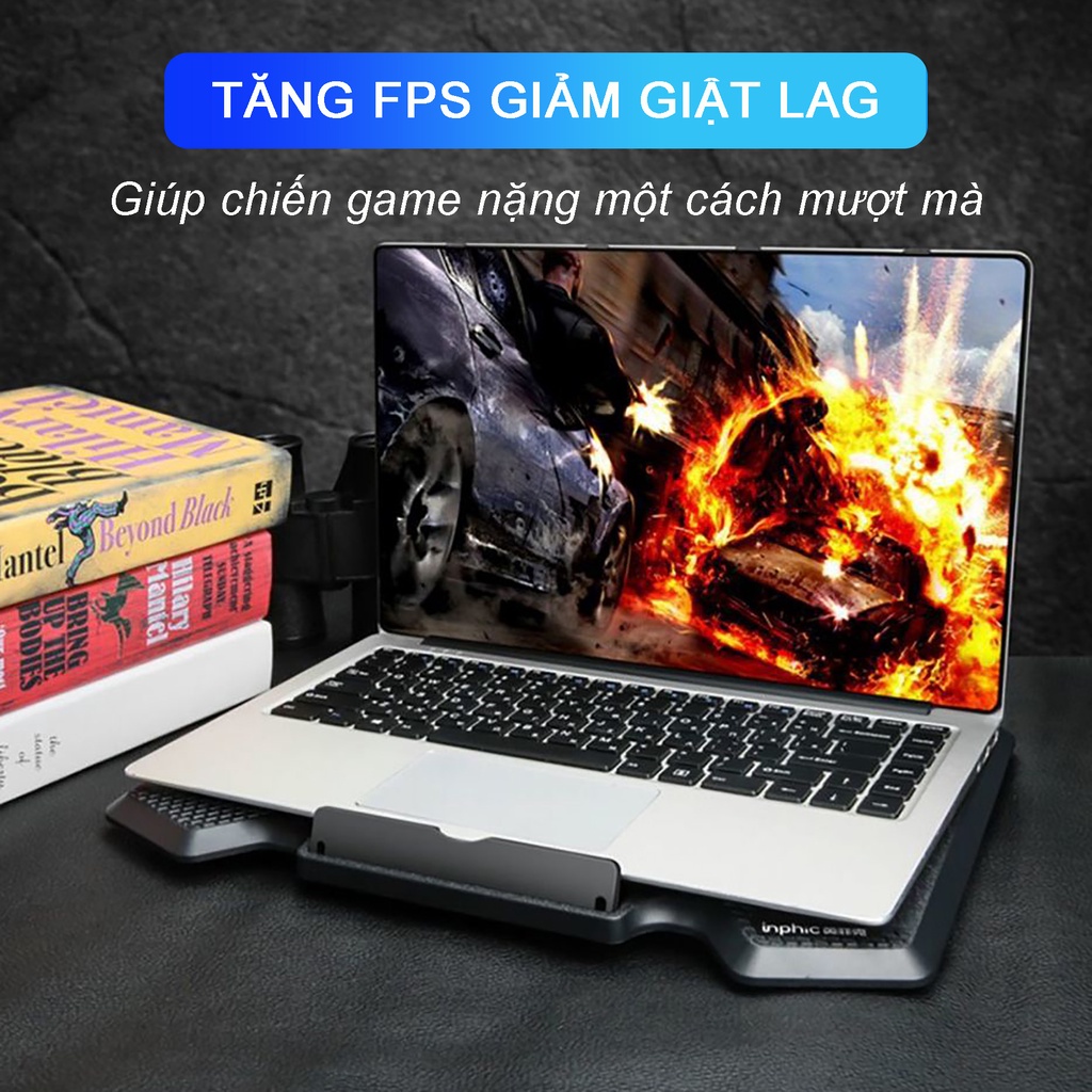 Đế tản nhiệt laptop Sidotech làm mát nhanh chống ồn chống trơn trượt kèm đèn Led phong cách giúp tăng FPS tránh giật lag