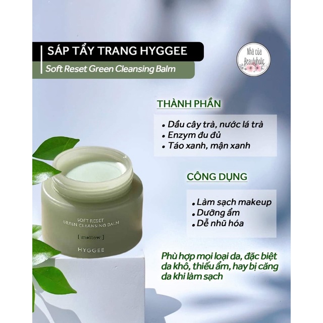 Sáp tẩy trang HYGGEE SOFT RESET GREEN CLEANSING BALM