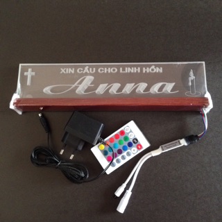 Chữ điện mica đèn LED : Xin cầu cho linh hồn ANNA(cao9cm x dài 30cm)