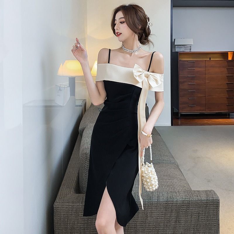 Đầm Hai Dây Đính Nơ Thời Trang Mùa Hè Quyến Rũ Cho Nữ
