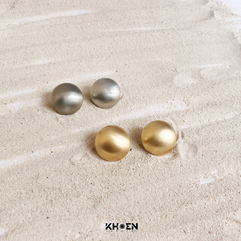 Bông tai nữ - Hạt bẹt tròn màu vàng 2cm-3cm hottrend 2020 - Khoen Store