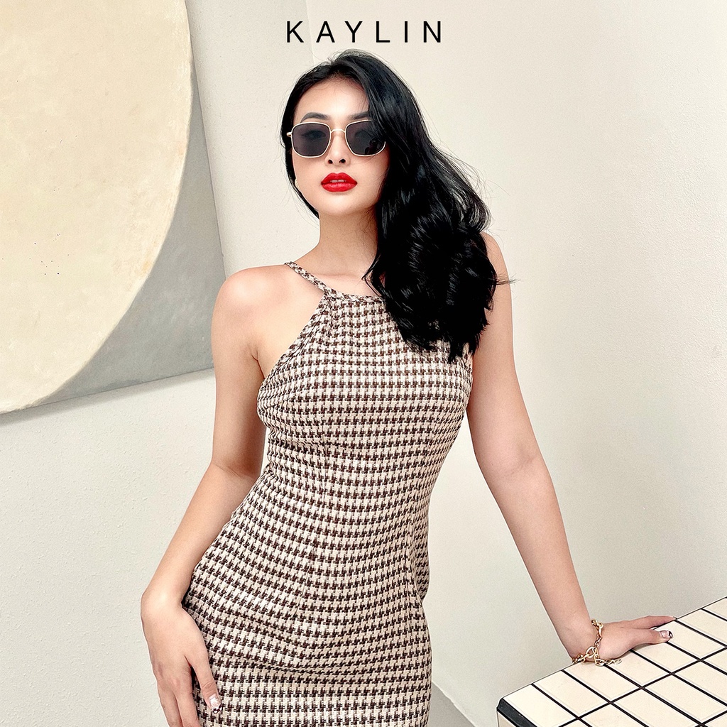 Đầm hở lưng họa tiết dích dắt N1713 - KAYLIN