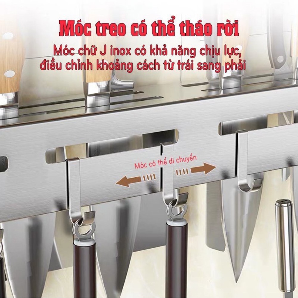 GIÁ cài dao , giá treo đồ nhà bếp cài dao muỗng inox không gỉ gắn tường đa năng ATILA SHOP