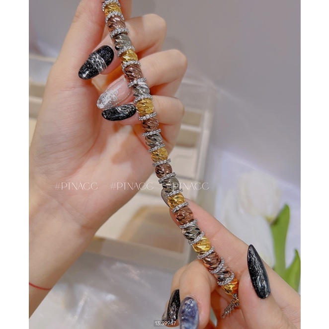 Lắc tay bi xi 3 màu 4D phối soàn, lắc bi đơn giản chạm máy .PTNACC.