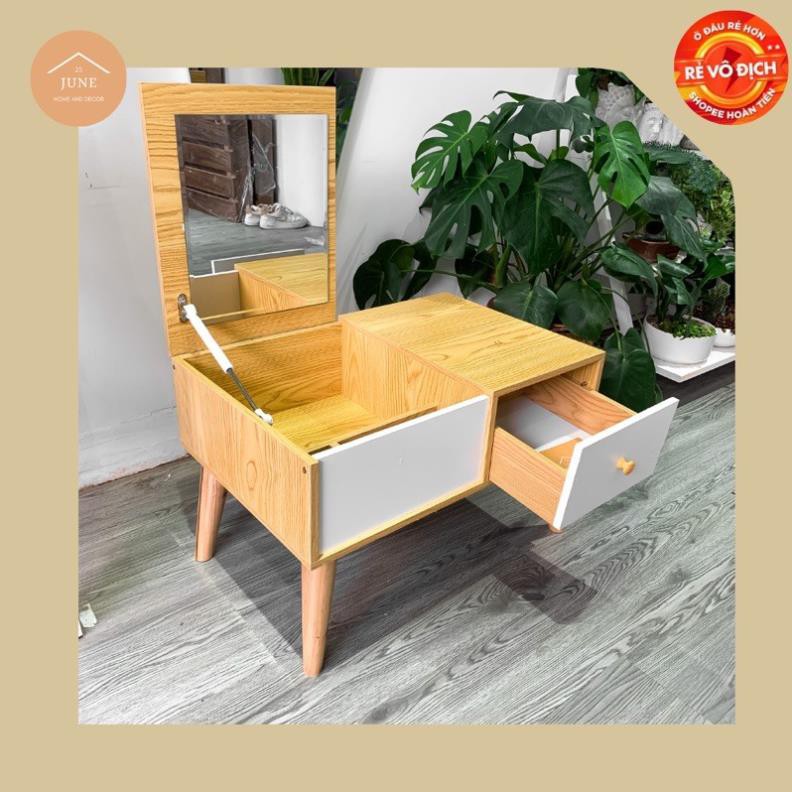 🌟MIỄN SHIP🌟 Bàn Trang Điểm Ngồi Bệt, Bàn Phấn Có Gương Gỗ MDF Cao Cấp Chịu Lực Cao - 25 June Decor