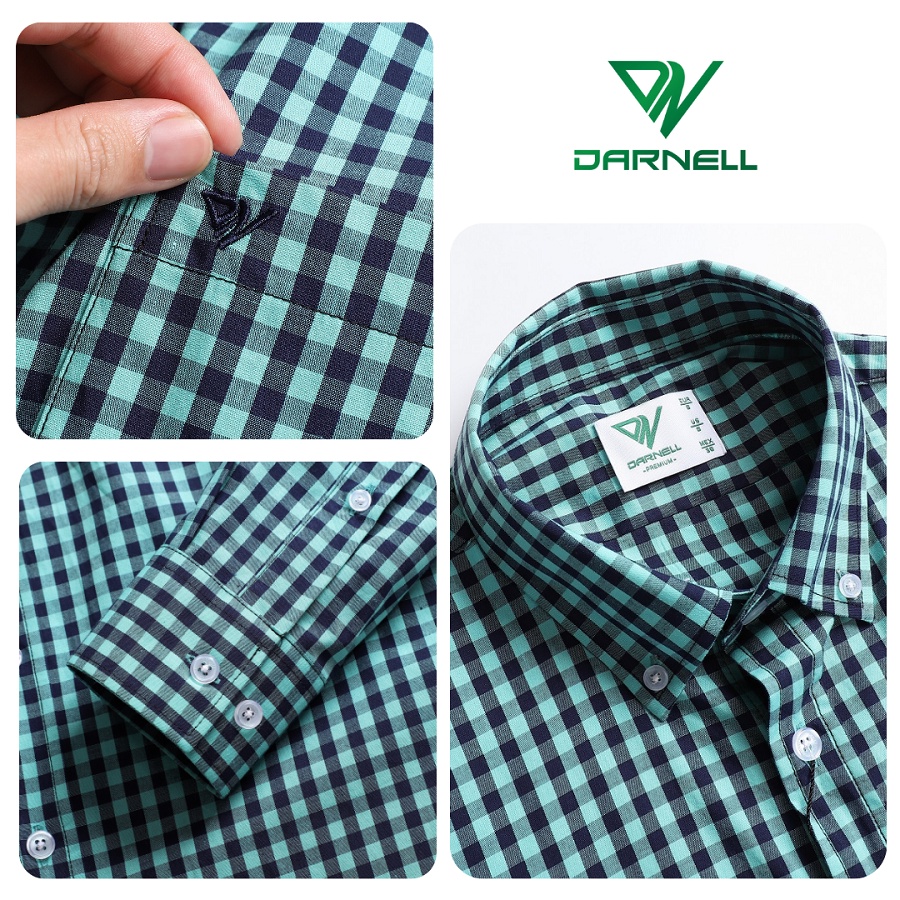 Áo sơ mi caro nam công sở DARNELL dài tay vải cotton cao cấp mềm mịn ít nhăn thoáng mát DN1023