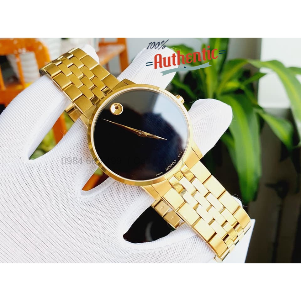 Đồng Hồ Nam Movado Museum Classic Black Dial Yellow Gold PVD 0607203