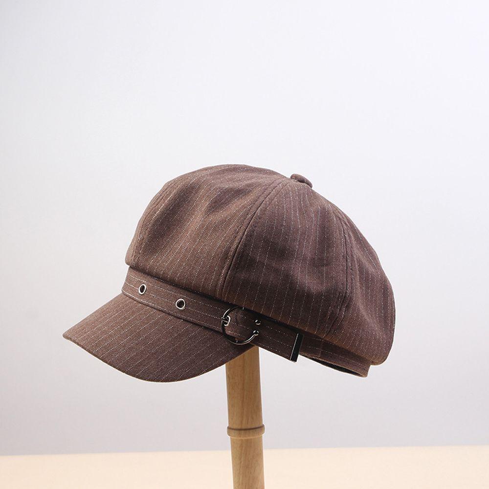 Mũ Beret Cotton Họa Tiết Kẻ Sọc Màu Trơn Thời Trang Hàn Quốc