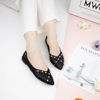 Giày mwc 2166 - giày búp bê đế bệt, búp bê đinh tán mạ vàng, giày búp bê da mềm, búp bê siêu xinh, giày búp bê mũi nhọn