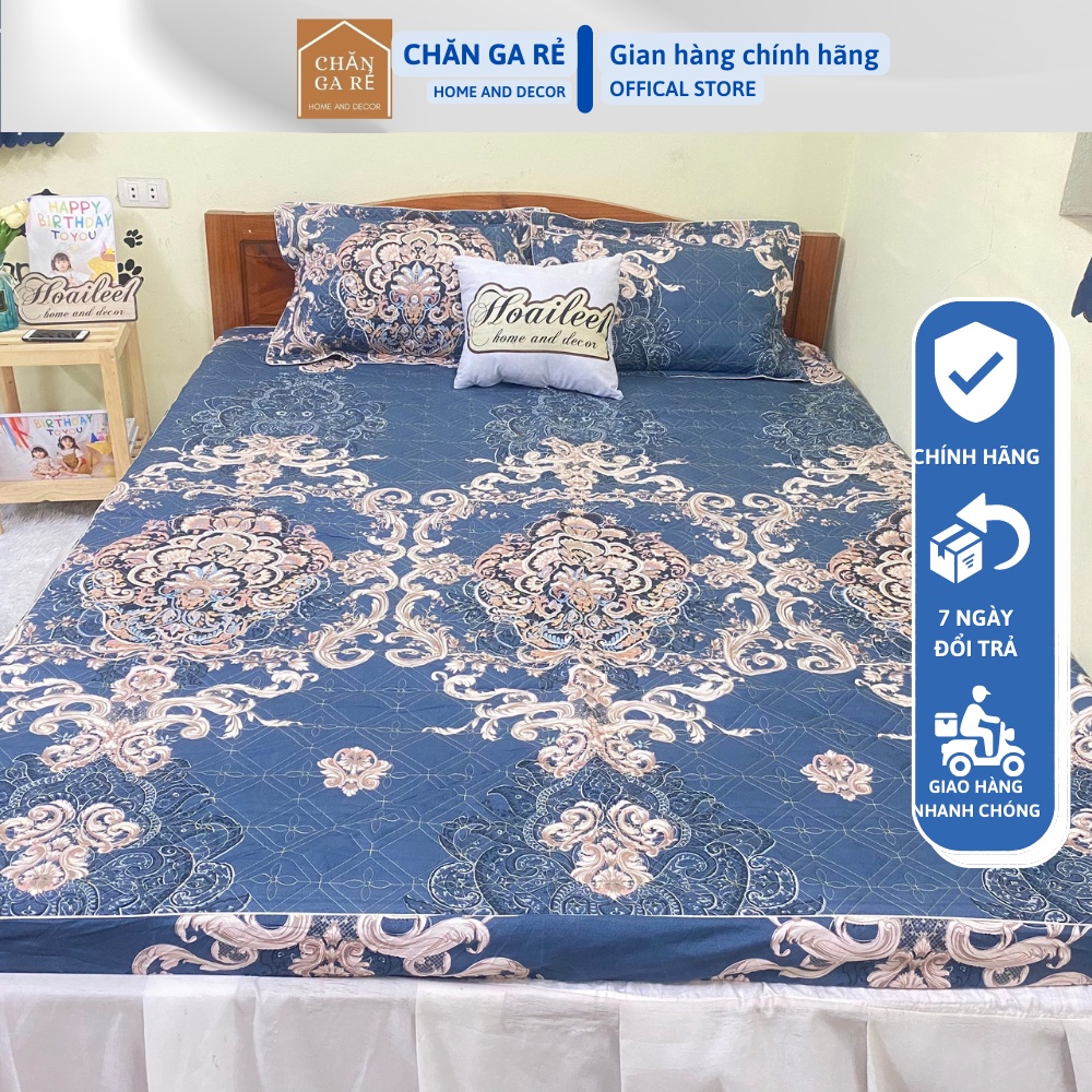 (Set 5 món) Bộ Chăn Ga Gối Trần Bông Ga Chun Ga Trải Giường Nhiều Kích Thước M6 M8 2M2