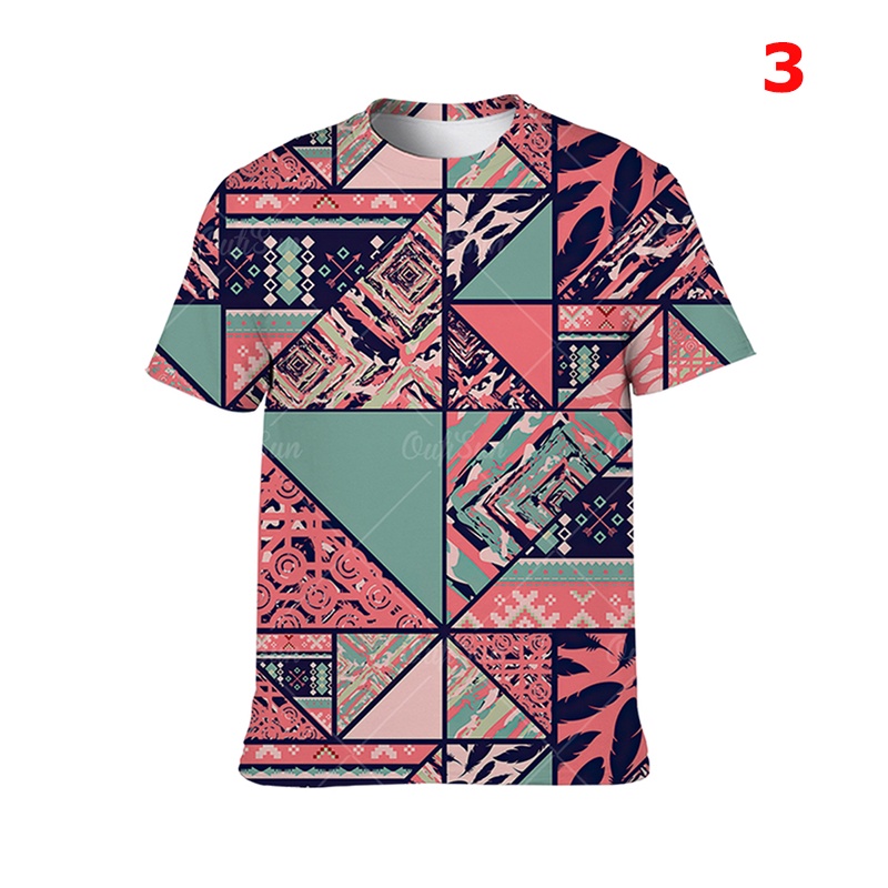 Áo Thun Tay Ngắn In Họa Tiết Hình Học 3D Bằng Vải Polyester Thời Trang Mùa Hè Cho Nam Size XXS-6XL