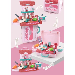 Cặp đồ chơi nấu ăn trẻ em 3in1 đa năng cỡ lớn, bộ đồ chơi nhà bếp bé gái nhiều chi tiết (hàng cao cấp)