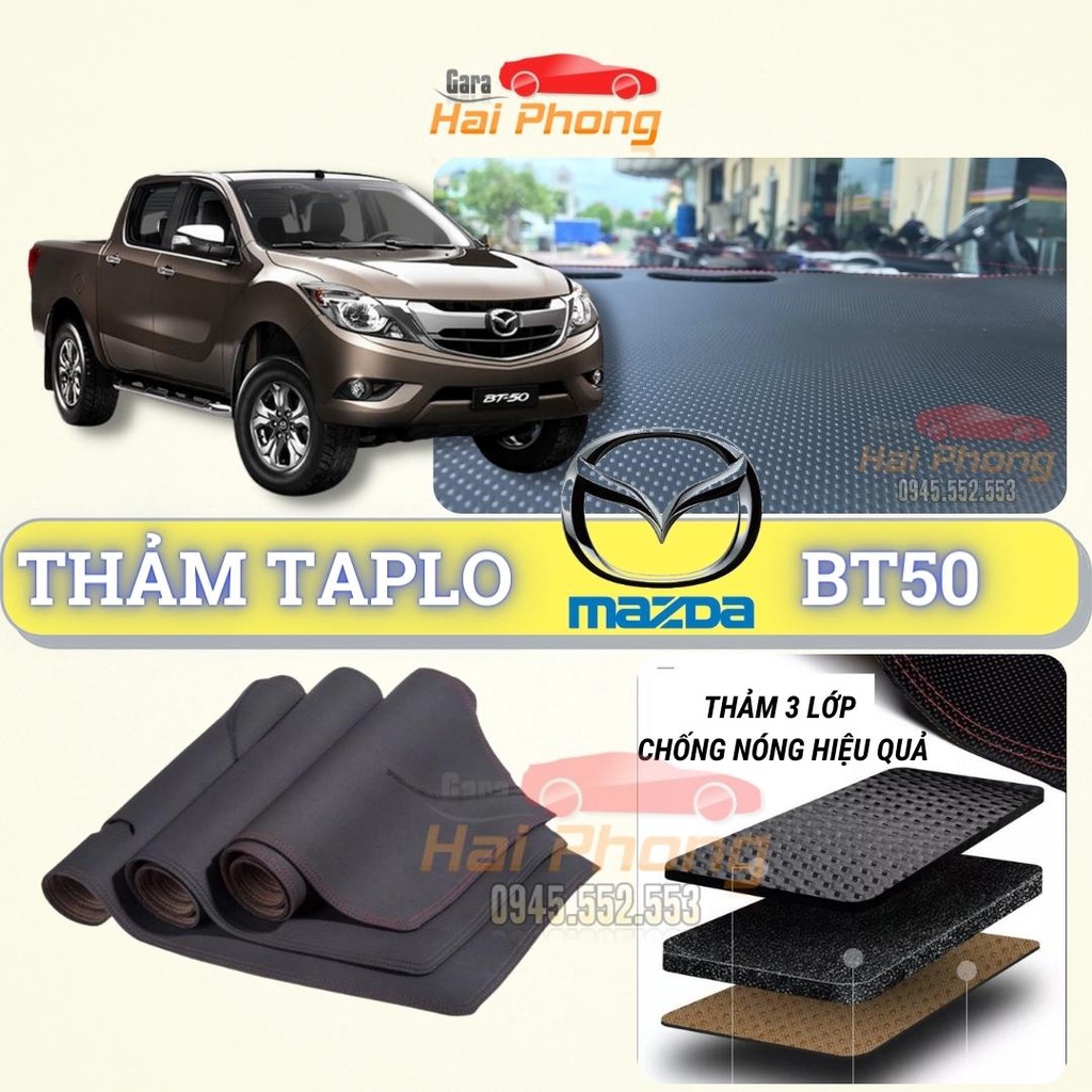 Thảm taplo Mazda BT50 2013 - 2022 dập vân Cacbon cao cấp, chống nóng ô tô hiệu quả