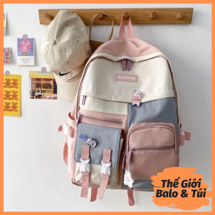 Balo cặp ulzzang basic nữ thời trang đi học đi chơi du lịch giá rẻ đựng vừa laptop canvas PHỐI MÀU| thegioibalo