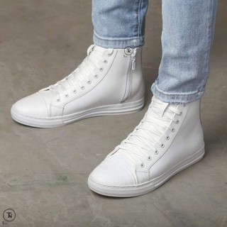 DPA Giầy nam🤩FreeShip đơn 250k💥Giầy sneaker nam, giầy cao cổ nam kéo khóa giữa 2 màu đen trắng