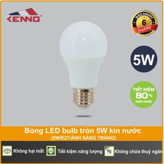 Bóng LED Bulb Tròn 5W Kín Nước Ánh Sáng Trắng,Vàng - Ghi Chú Màu Bóng Trước Khi Đặt Hàng - KENNO