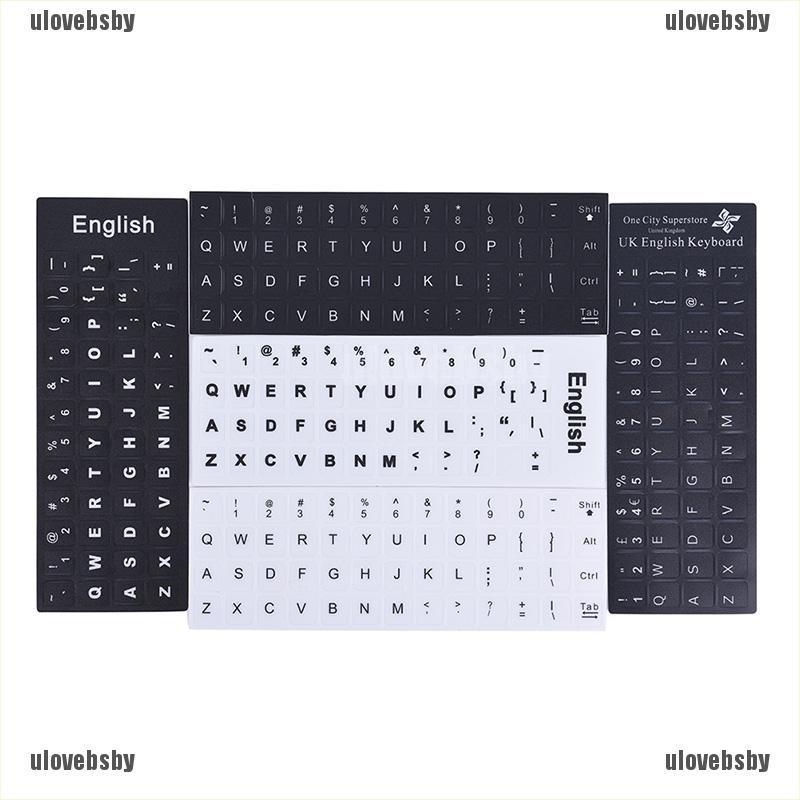 【ulovebsby】English Keyboard Replacement Stickers White on Black Any PC Compute