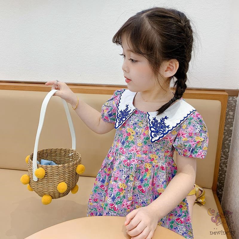 Đầm Công Chúa In Hoa Hở Lưng Cho Bé Gái