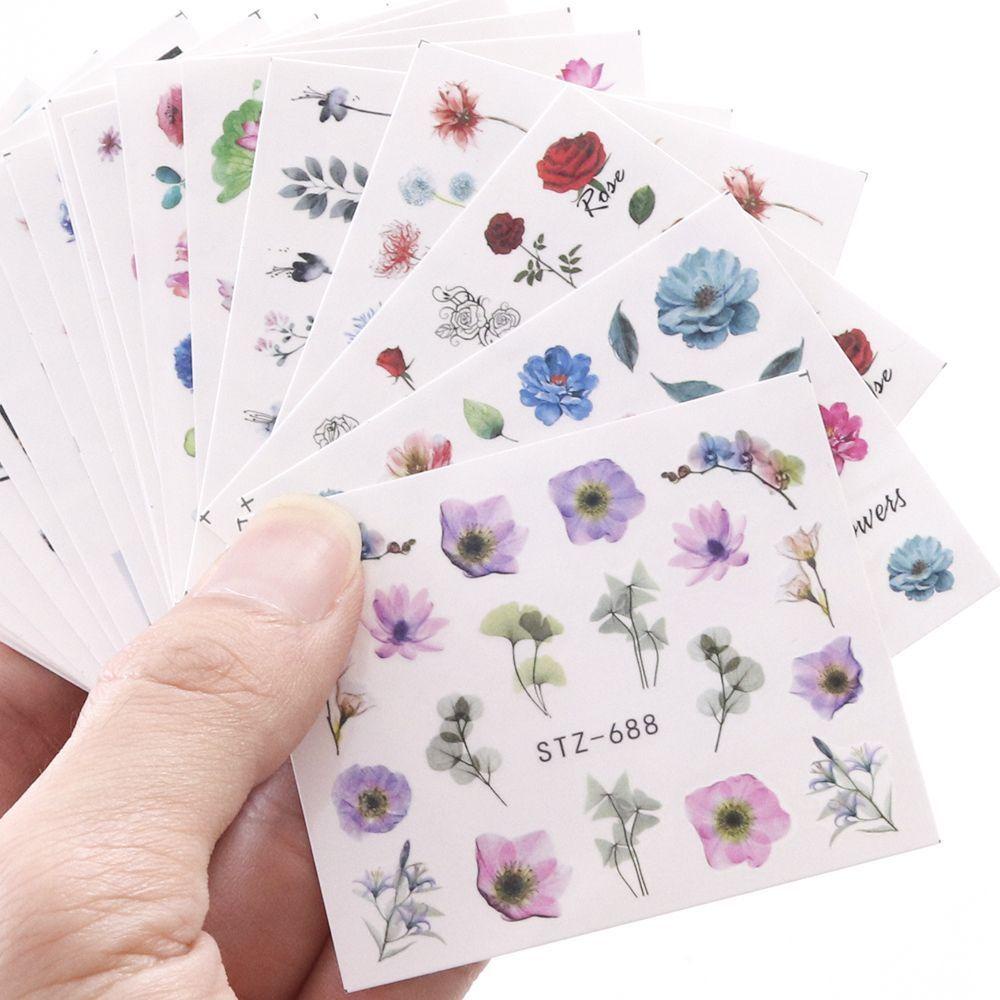 Set 24 Miếng Dán Trang Trí Móng Tay Nghệ Thuật Chuyển Nước Thời Trang