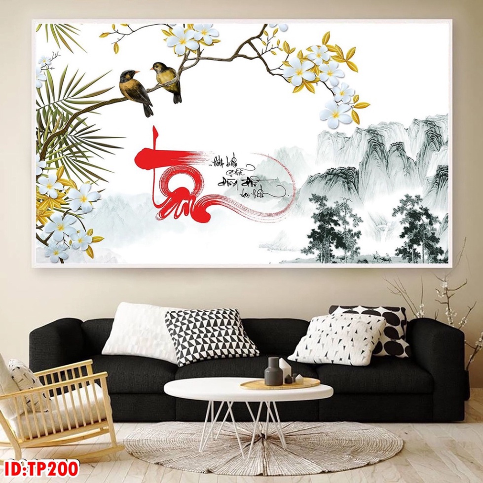 Tranh chữ thư pháp ý nghĩa, Cha-Mẹ, Thầy-Cô, Tâm-Tín- Nhẫn, tranh tráng gương 5D cao cấp.
