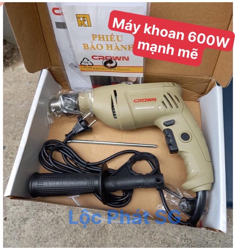 MÁY KHOAN 13 li - 600W mạnh mẽ (Hàng CROWN chính hãng)