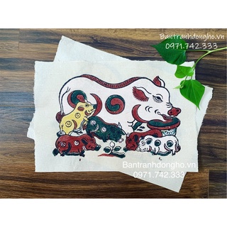 [❌FREESHIP 50k⛔] Tranh Đông Hồ Đàn lợn - Tranh Đông Hồ truyền thống