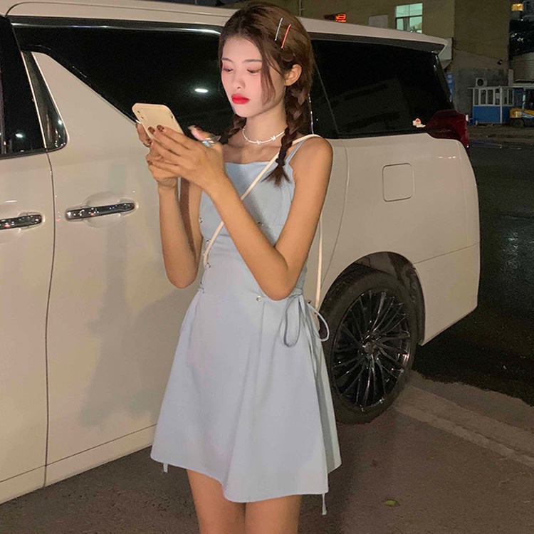 Đầm hai dây / Áo khoác màu trơn thời trang hè phong cách Hàn Quốc trẻ trung cho nữ