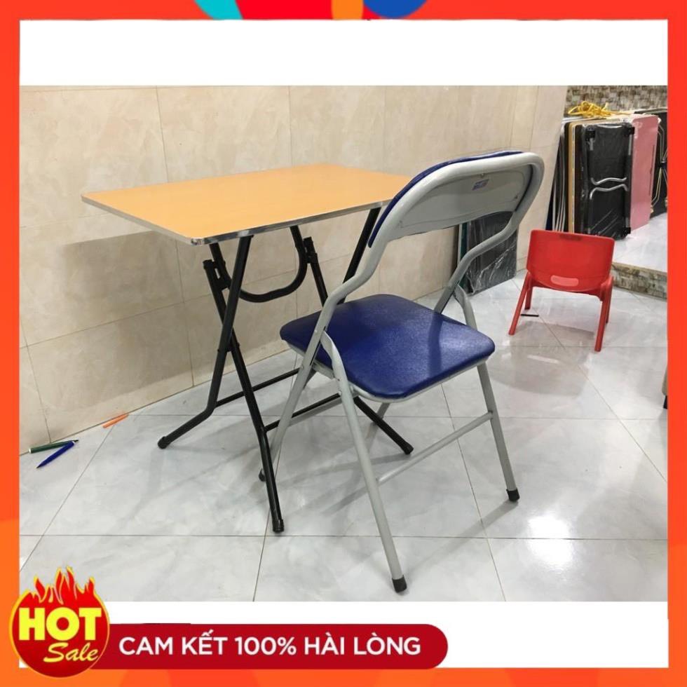 BÀN HỌC GẤP GỌN 50x70cm chân cao 75 cm kèm ghế FREE SHIP chân sắt sơn tích điện siêu bền ( cam kết như hình )