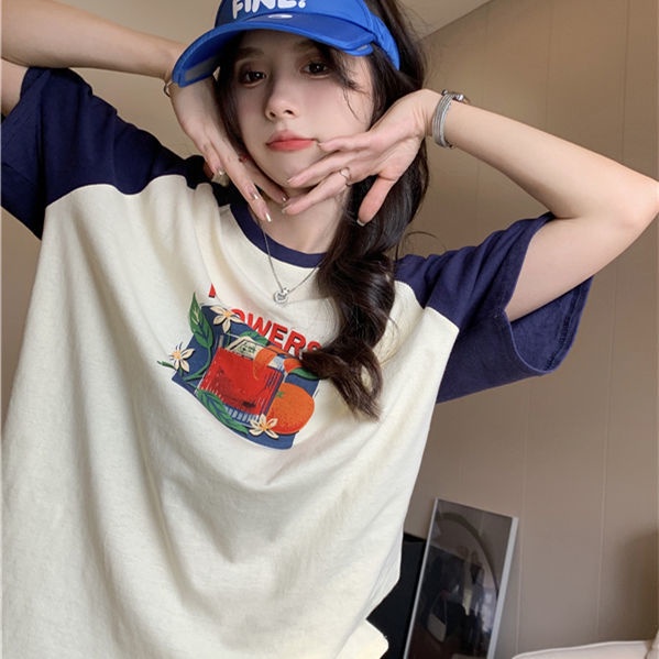 Áo thun nữ BH tay ngắn dáng rộng phong cách Hàn Quốc màu sắc