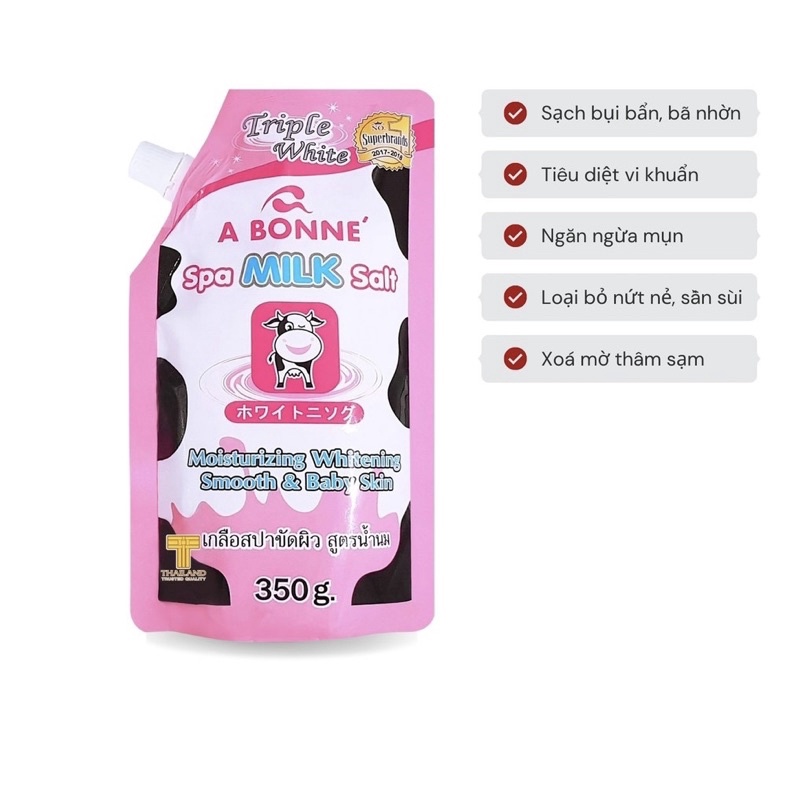 Muối Tắm Sữa Bò Tẩy Tế Bào Chết A Bonne Spa Milk Salt 350g chuẩn Thái xịn