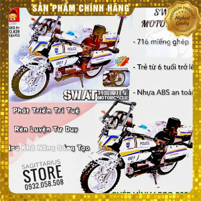 [HOT] Bộ Lego No.839 Lắp Ráp Xe Bồ Câu CSGT ( 716 Mảnh ) [Có Sẵn]