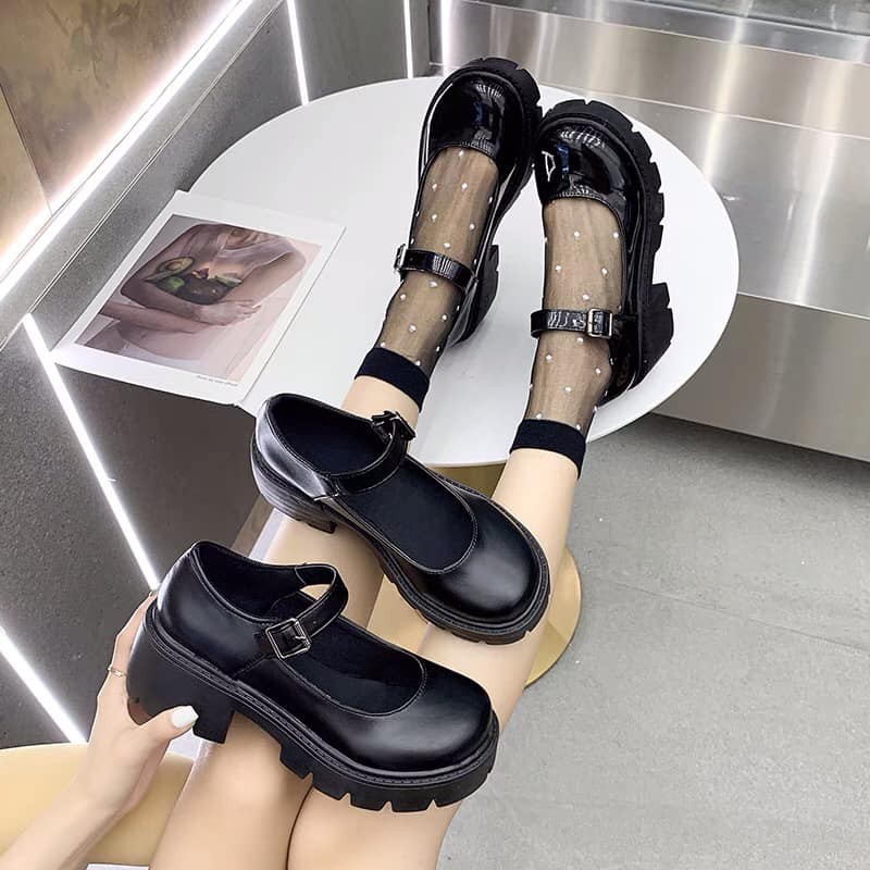 Giày Lolita đế cao 6cm Mary Jane style Ulzzang Hàn Quốc quai ngang Mẫu mới 2023