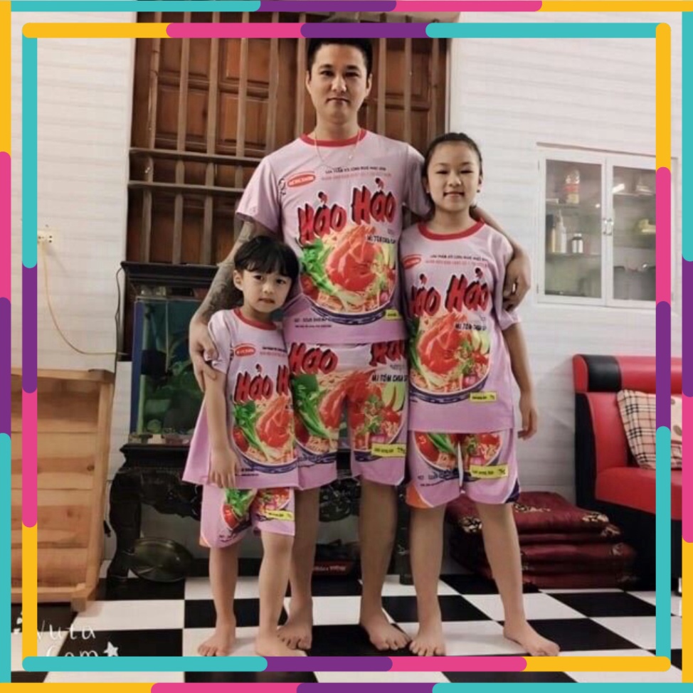 (Siêu hót) Đồ bộ thể thao mì tôm hảo hảo Nam Nữ Thun mềm mịn mát nguyên áo  và quần đùi